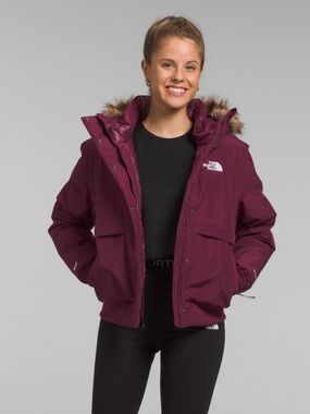 The North Face Women's boysenberry Hooded Puffer Jacket with Faux-Fur nwt